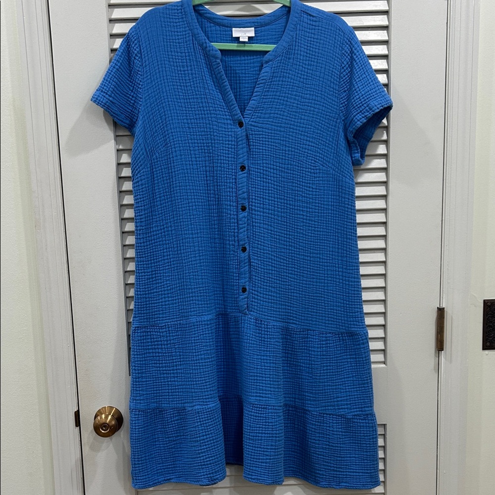 J Jill Cotton Gauze Drop Waist Dress